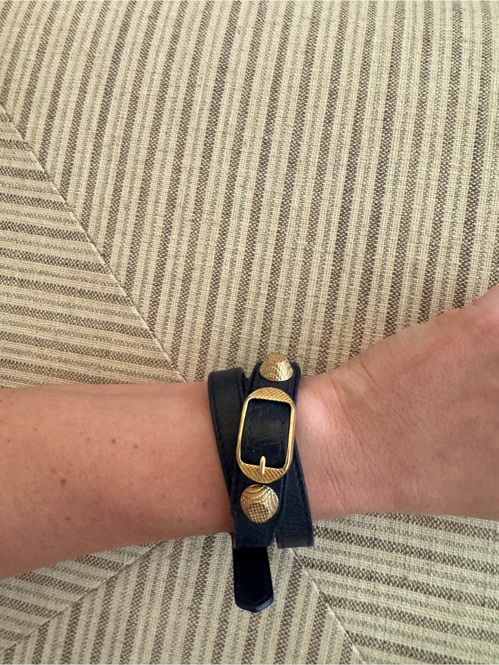 Balenciaga Navy and Gold Wrap Bracelet